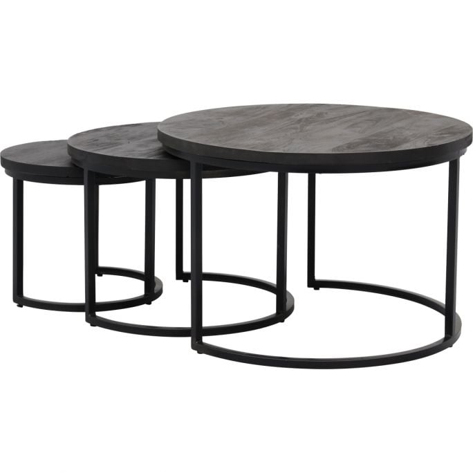 Salontafel Enzo set van 3 zwart