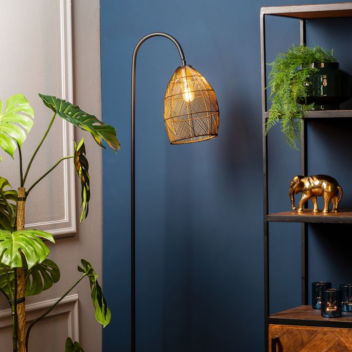 Vloerlamp Madita zwart goud