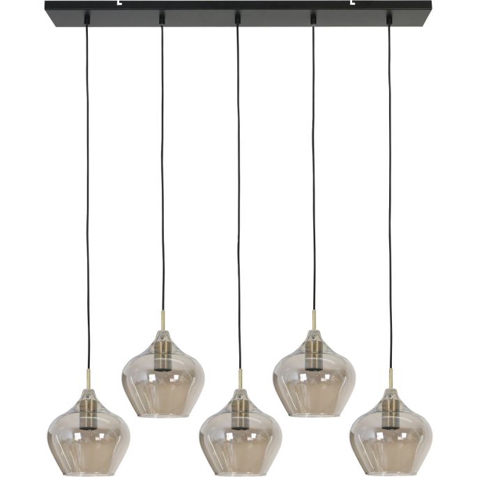 Hanglamp Rolf 5-lichts brons smoke