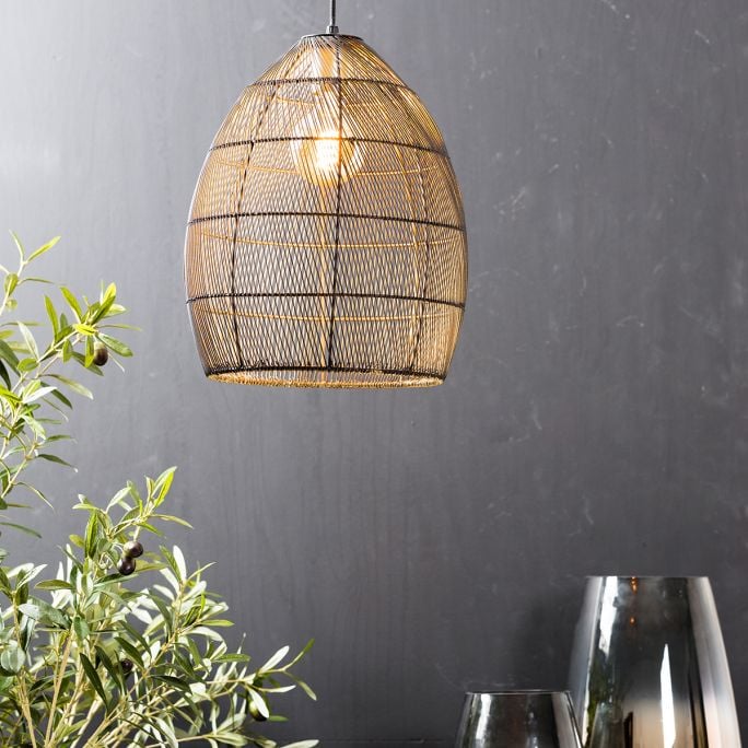 Hanglamp Madita 30x37cm zwart goud