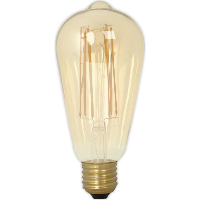 Calex LED Full Glass LongFilament Rustik Lamp 240V 4W 320lm E27 ST64, Gold 2100K Dimmable, energy label A+