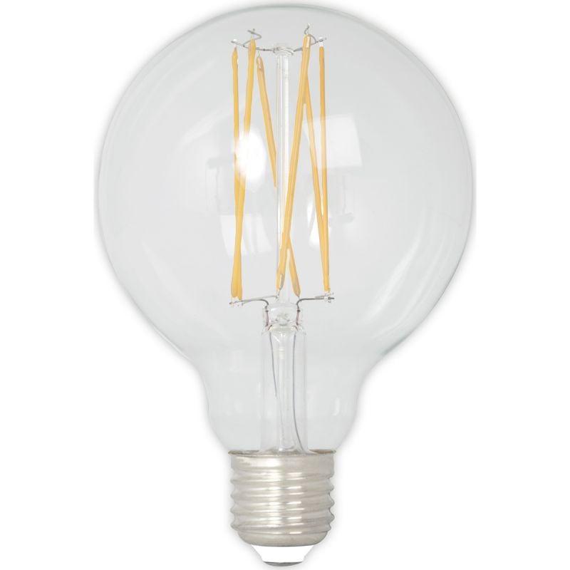 Calex LED Full Glass LongFilament Globe Lamp 240V 4W 350lm E27 GLB80, Clear 2300K Dimmable, energy label A+ afbeelding
