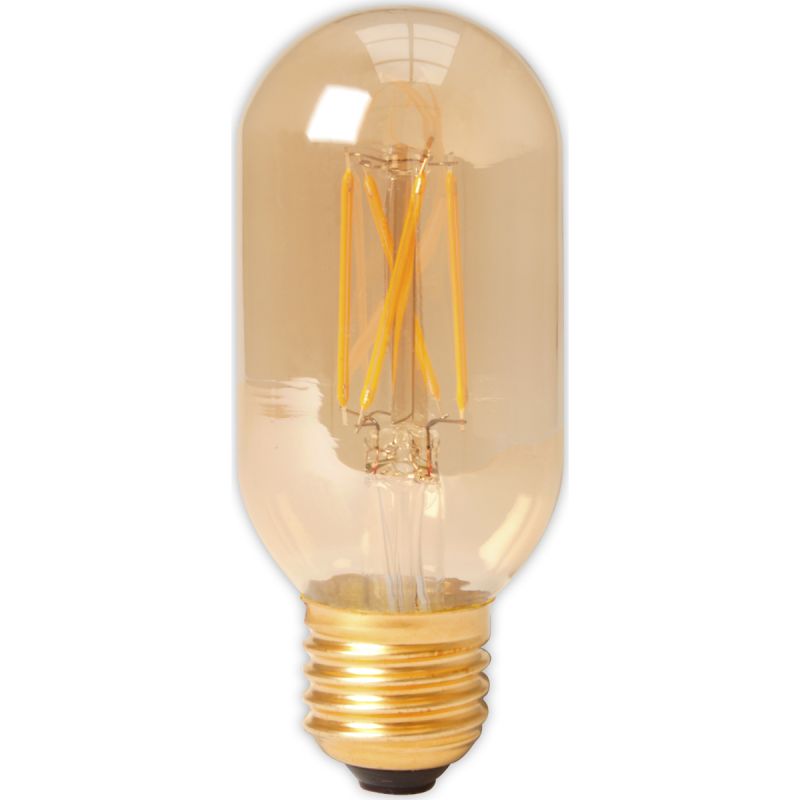 Calex LED Full Glass Filament Tubular-Type lamp 240V 4W 320lm E27 T45x110, Gold 2100K Dimmable, ener