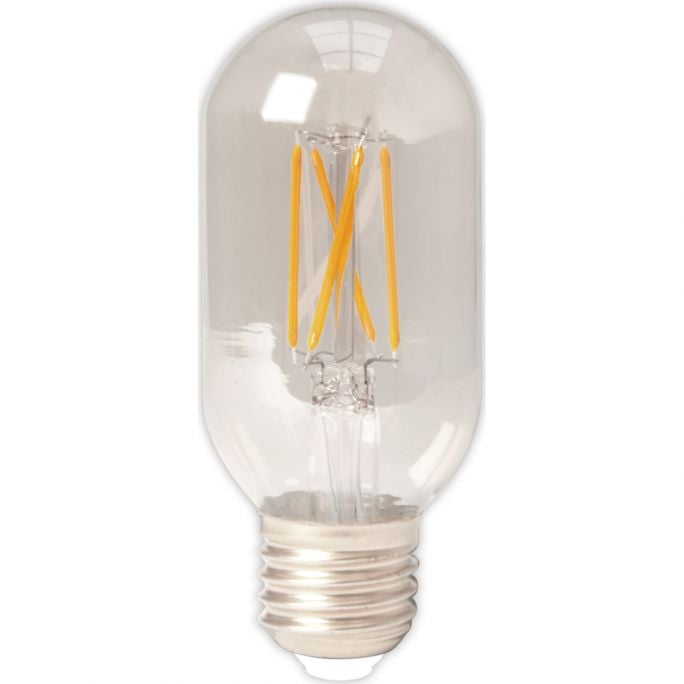 Calex LED Full Glass LongFilament Tubular-Type lamp 240V 4W 350lm E27 T45x110, Clear 2300K Dimmable, energy label A+