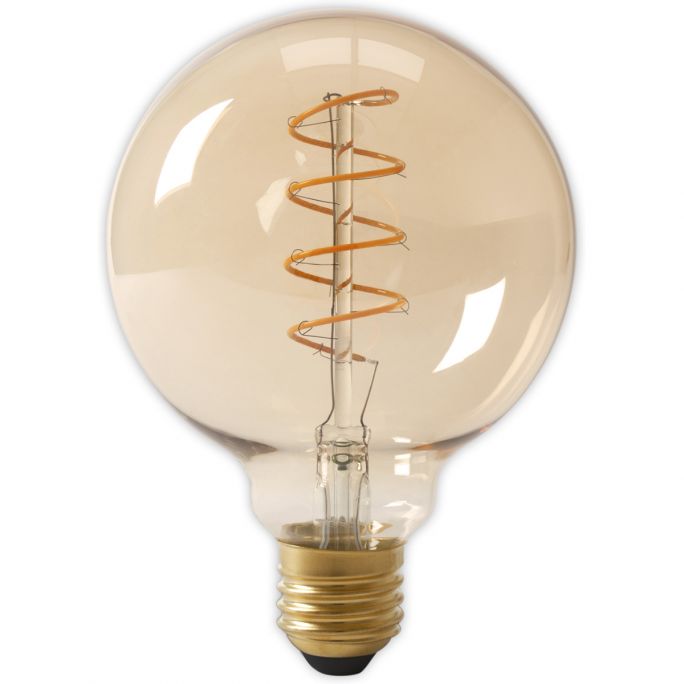Calex LED Full Glass Flex Filament Globe Lamp 240V 4W 200lm E27 G125, Gold 2100K Dimmable, energy label A