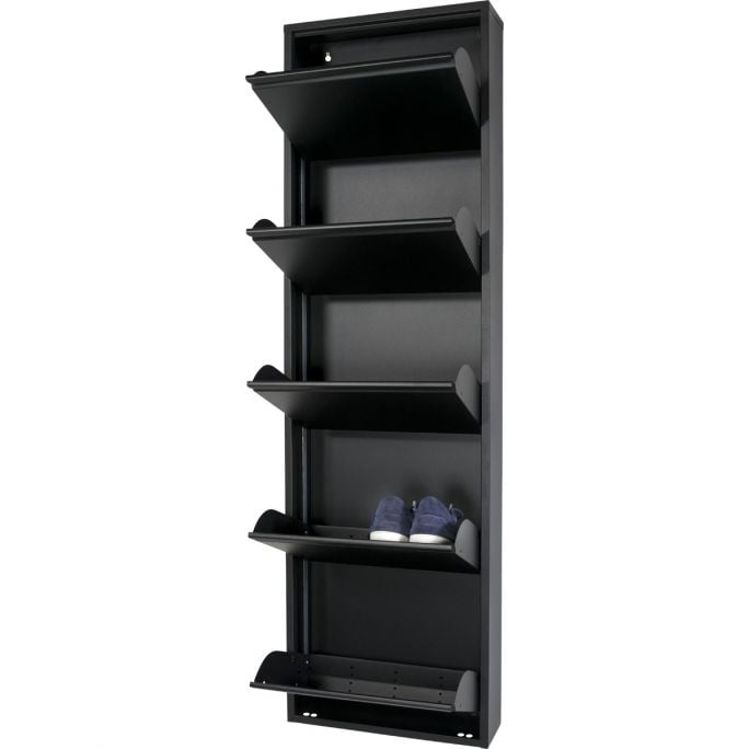 Schoenenkast Bobbie 5 laden zwart (10 paar schoenen)