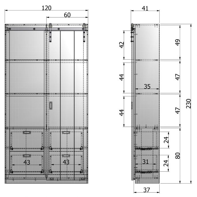 Kast Barn Slide betongrijs