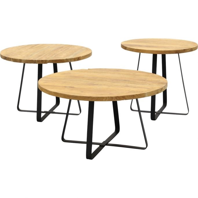 Bijzettafelset van 3 Santiago Ø70, 60 en 50 cm