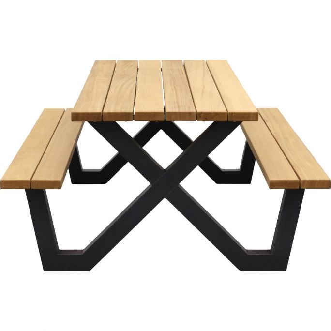 Tablo outdoor picknicktafel naturel met x-poot metaal [fsc]