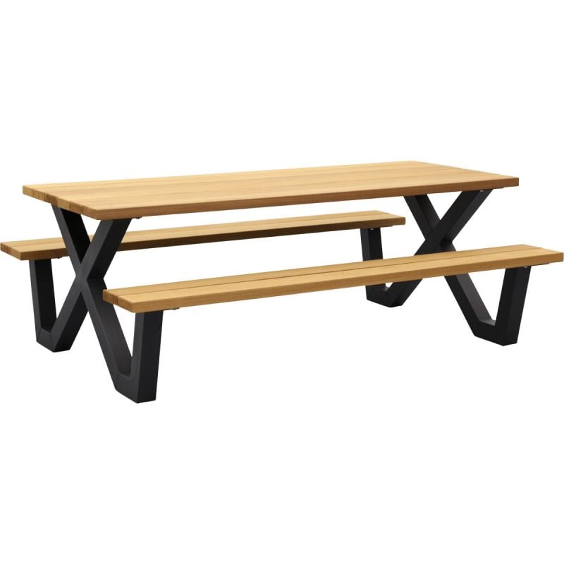 Tablo Outdoor Picknicktafel naturel met X-poot metaal (fsc)