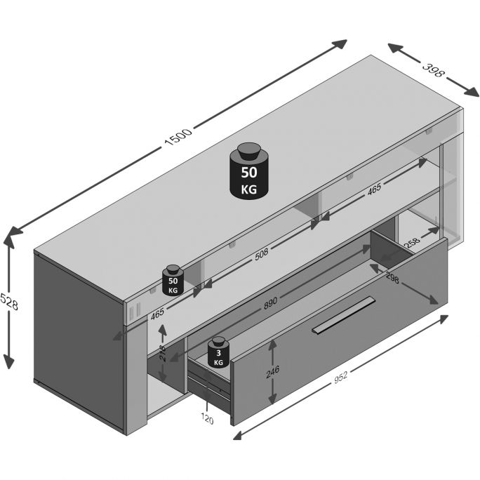 Tv-meubel Veendam - beton-wit