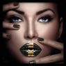 Wanddecoratie Fashion Lips II 100x100cmmet zwarte baklijst