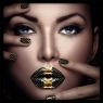 Wanddecoratie Fashion Lips II 120x120cmmet zwarte baklijst