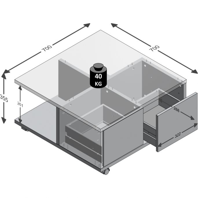 Salontafel Tilburg beton - wit