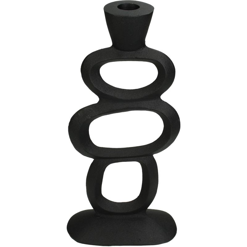 Kandelaar Stapel - Metaal - Zwart - 15 x 31 x 7 cm (BxHxD)