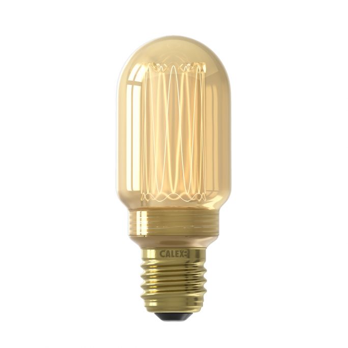 Calex LED Glassfiber Buis Lamp T45 220-240V 3,5W 120lm E27 Goud 1800K, dimbaar