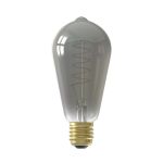 Calex LED Full Glass Flex Filament Rustik Lamp 240V 4W 100lm E27 ST64, Titanium 2100K Dimmable, energy label B
