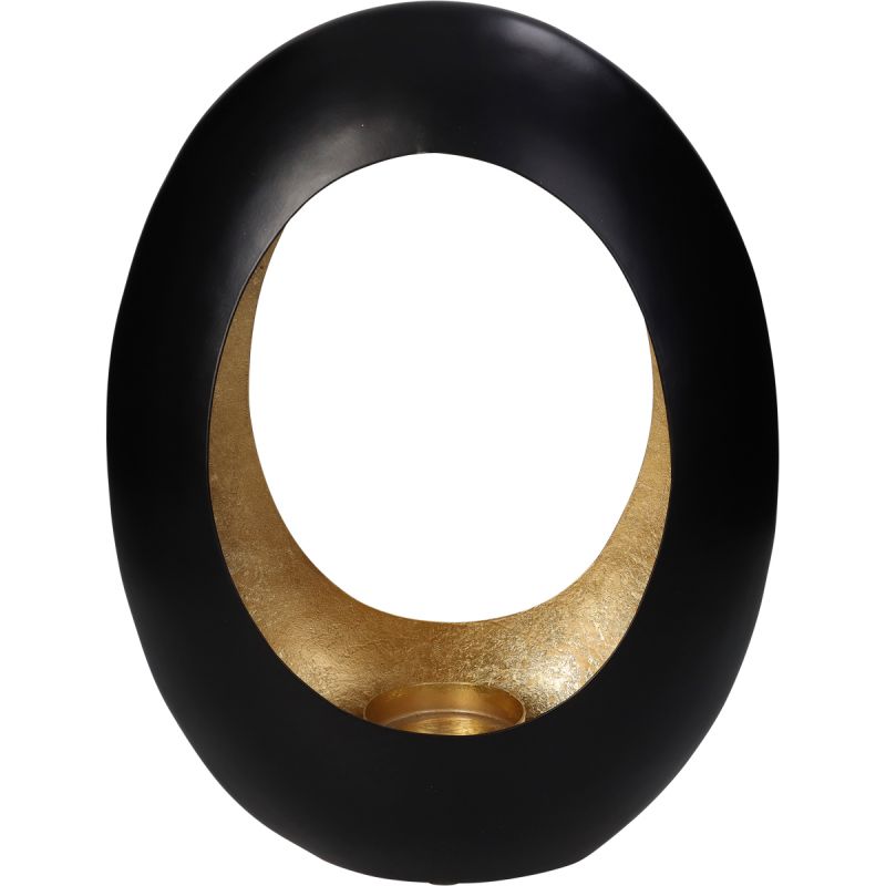 Kandelaar - Egg open zwart met goud