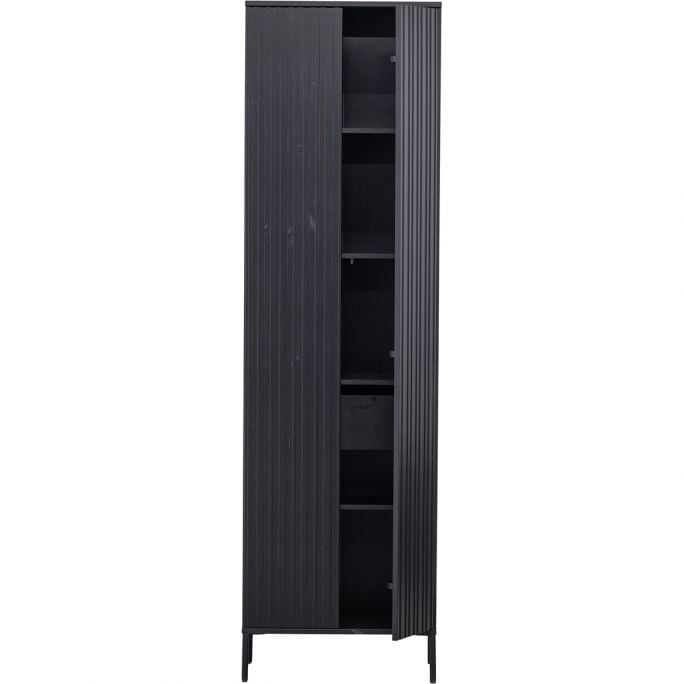 Hoge kast Gravure New Grenen Zwart