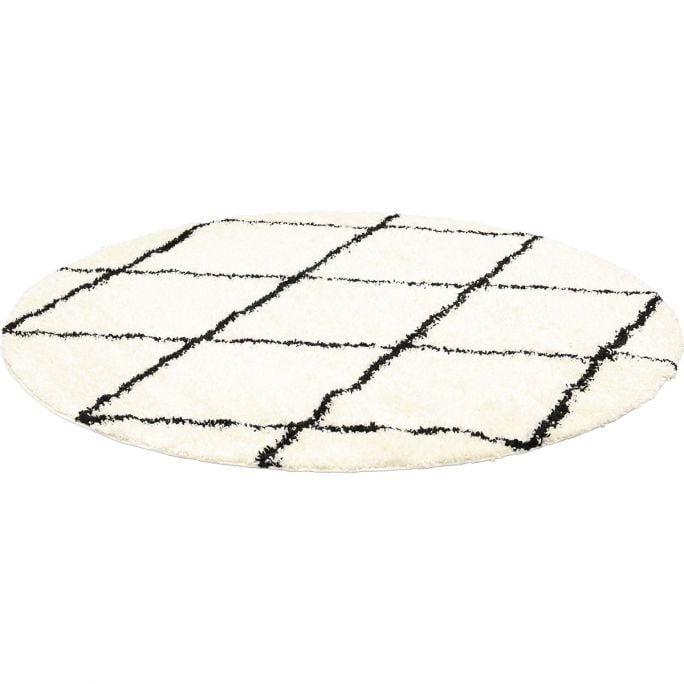 Vloerkleed Emy rond creme/zwart 160