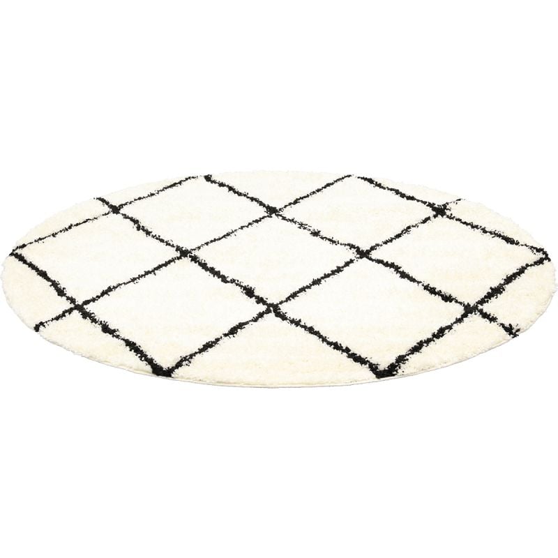 Vloerkleed Emy rond creme/zwart 160