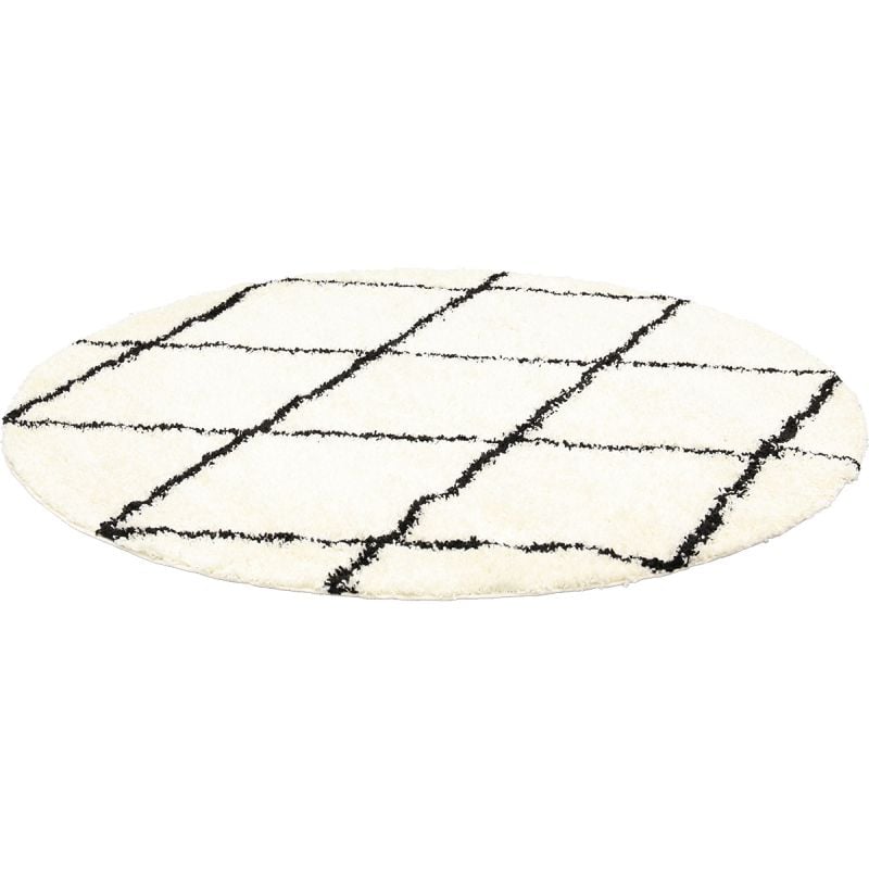 Vloerkleed Emy rond creme/zwart 160