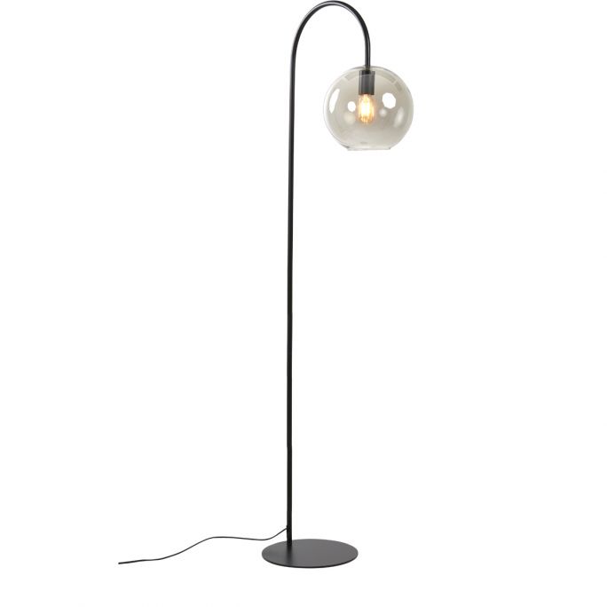 Vloerlamp Suzy mat zwart+smoke glas