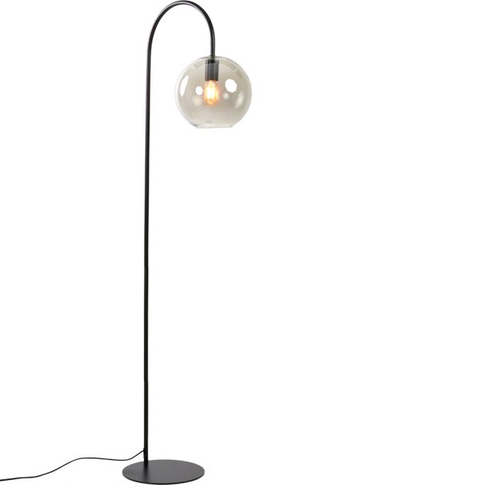 Vloerlamp Suzy mat zwart+smoke glas