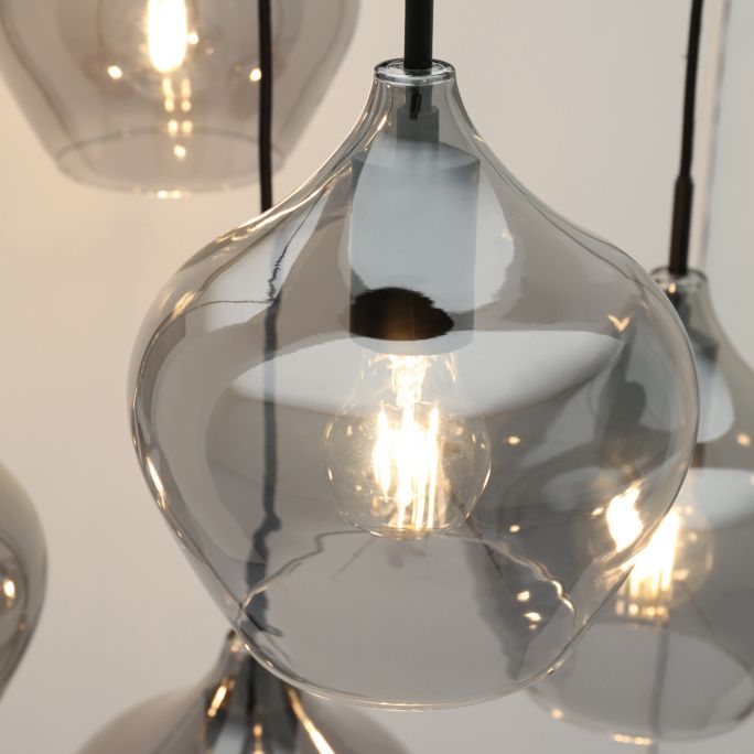 Hanglamp Rolf 5-lichts rond smoke