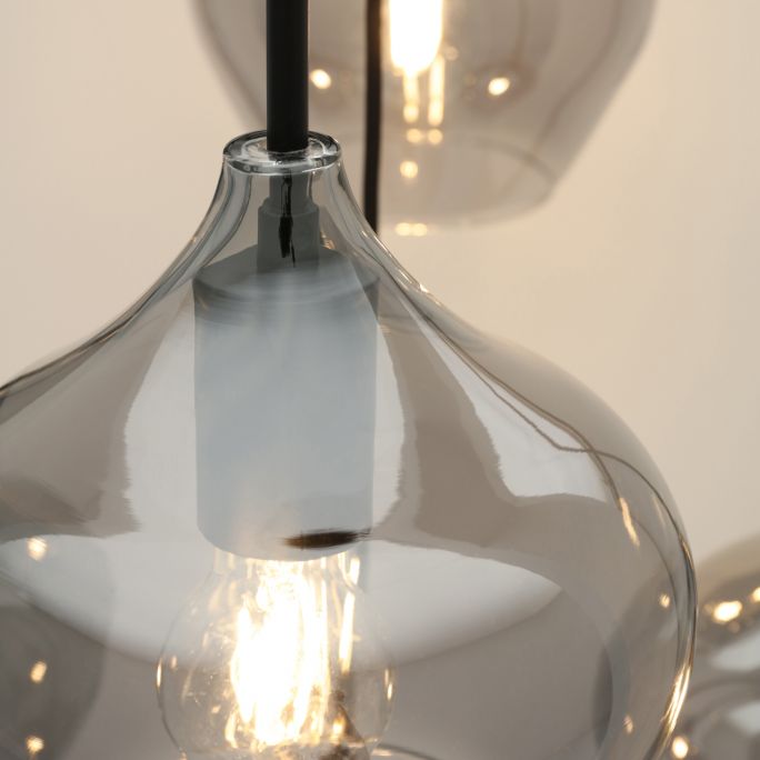 Hanglamp Rolf 5-lichts rond smoke