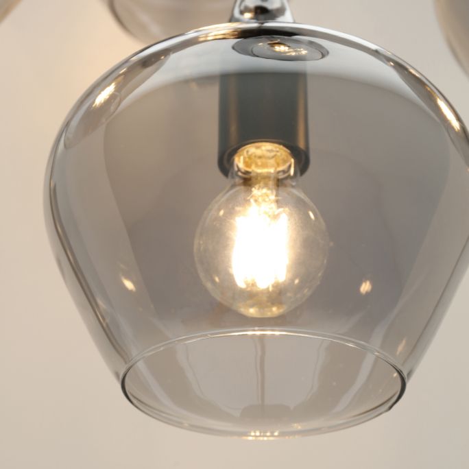 Hanglamp Rolf 5-lichts rond smoke