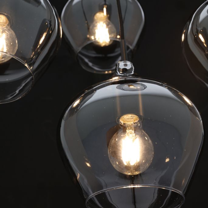Hanglamp Rolf 5-lichts rond smoke