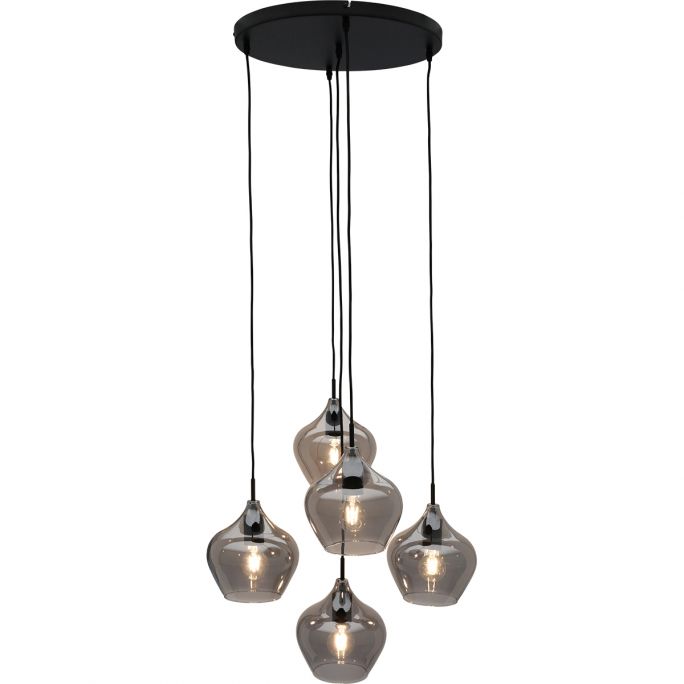 Hanglamp Rolf 5-lichts rond smoke