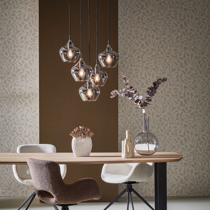 Hanglamp Rolf 5-lichts rond smoke