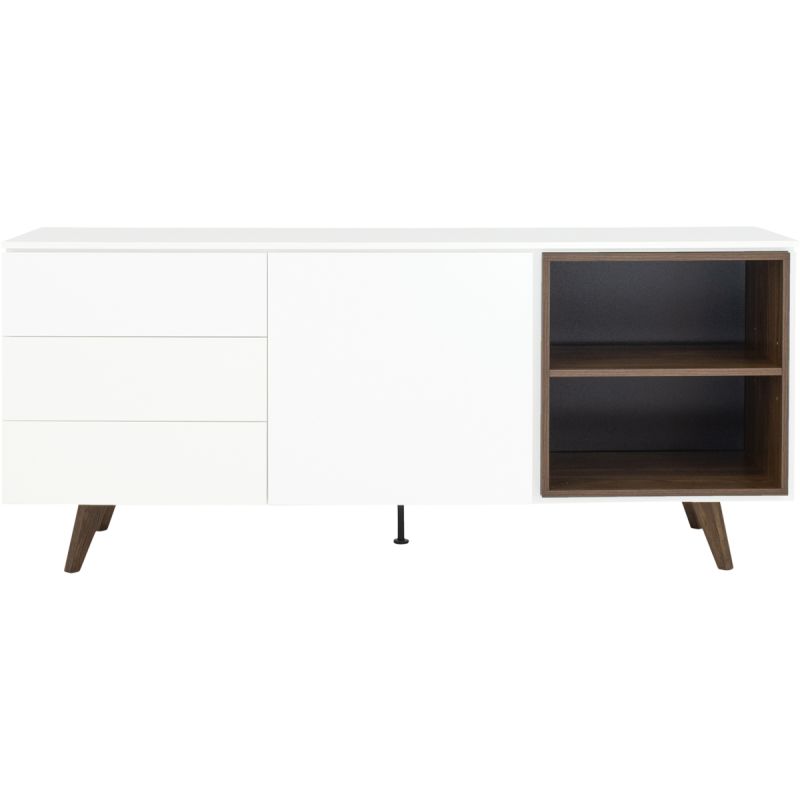 Dressoir Plain Wit-Walnoot