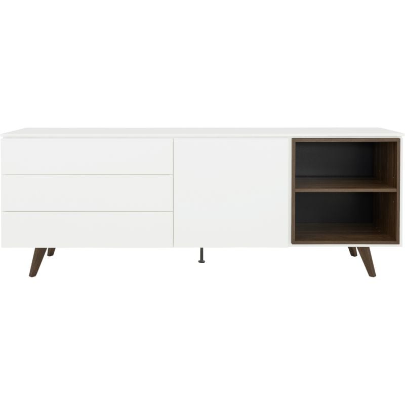 Dressoir Plain groot Wit/Walnoot