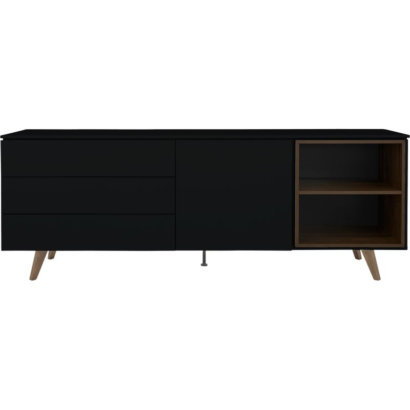 Dressoir Plain groot Zwart-Walnoot