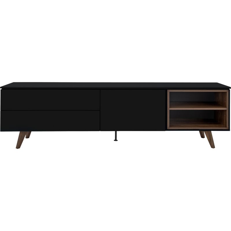 TV meubel Plain Zwart/Walnoot