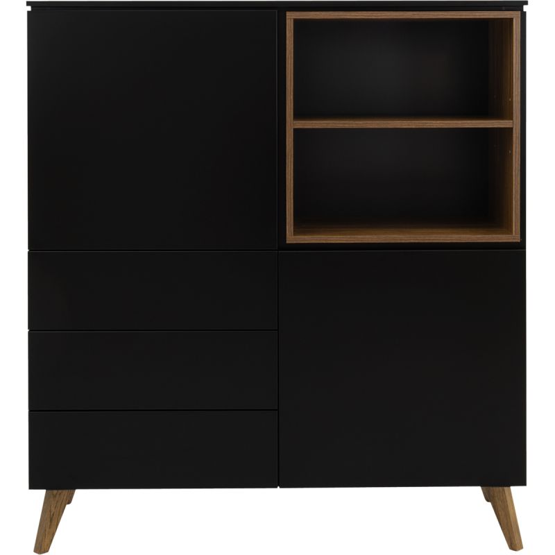 Kast Plain Zwart/Walnoot
