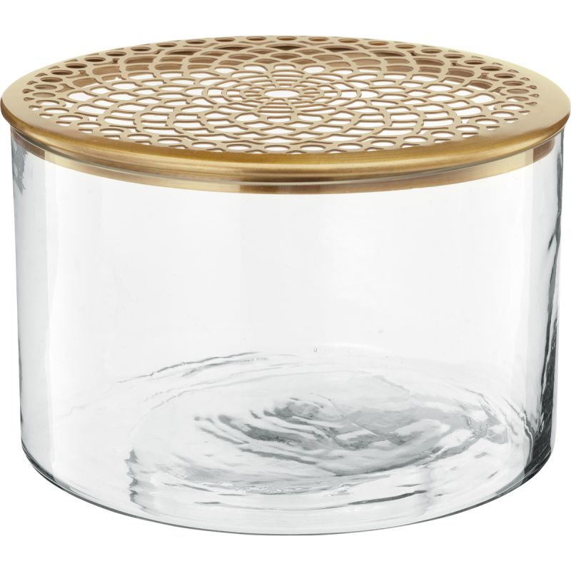 Vaas vtwonen met gouden deksel 13cm hoog