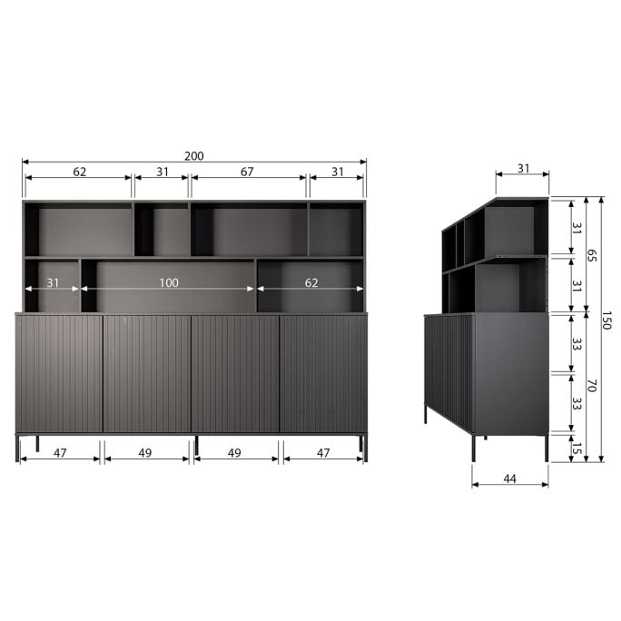 Wandkast Gravure New Eiken Blanke lak