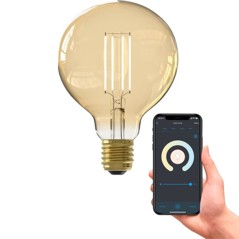 Calex wifi Smart G95 Globelamp Goud Filament E27