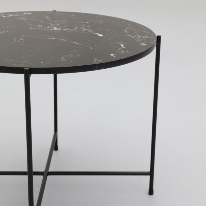 Bijzettafel Alinda zwart marmer 40 cm hoog