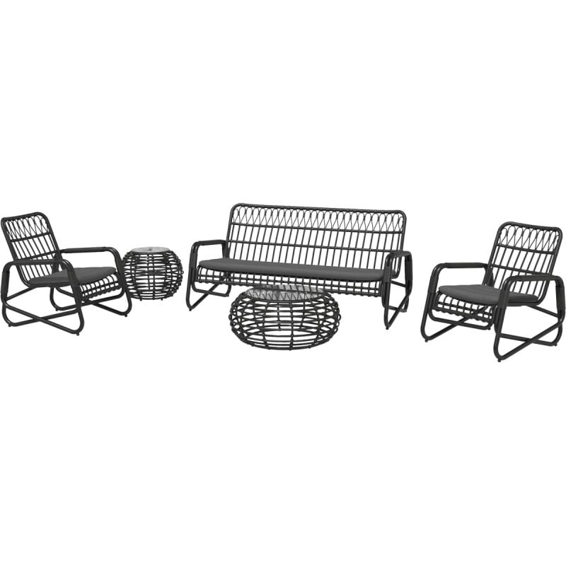 Loungeset Charme zwart outdoor