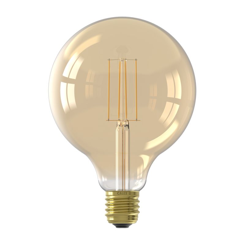 Calex LED volglas LangFilament Globelamp 220-240V 4.5W 470lm E27 G125, Goud 2100K Dimbaar afbeelding