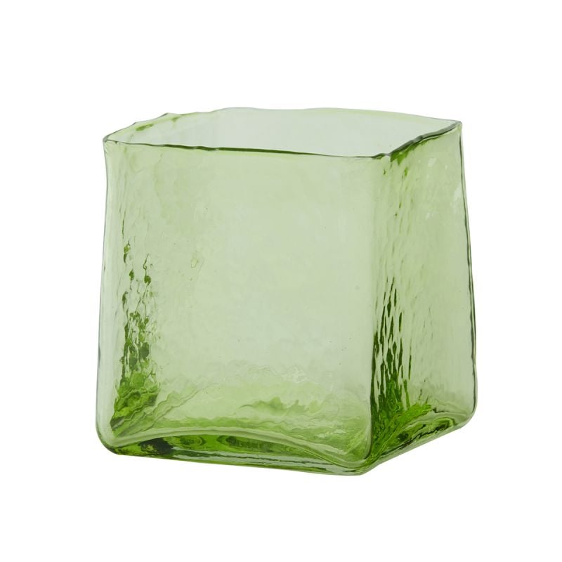 Theelicht 12x12x12,5 cm IDUNA glas gras groen