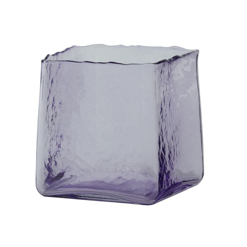 Theelicht 12x12x12,5 cm IDUNA glas lila