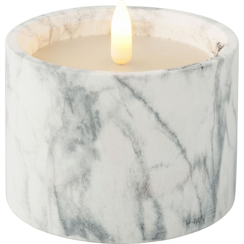 Ledkaars Marble wit 8,5cm hoog afbeelding