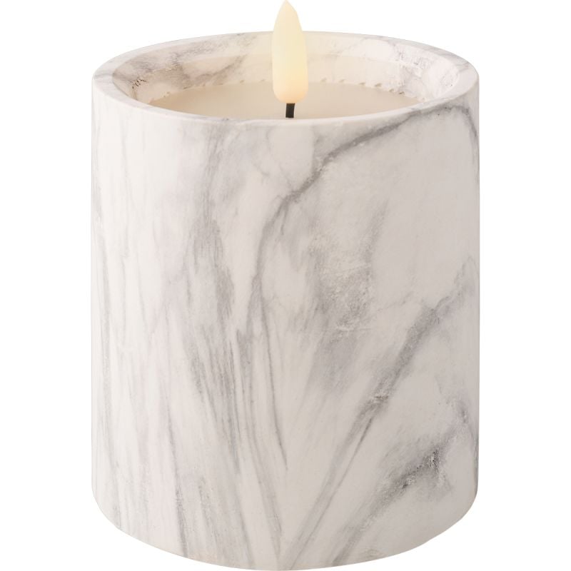 Ledkaars Marble wit 12,5cm hoog afbeelding