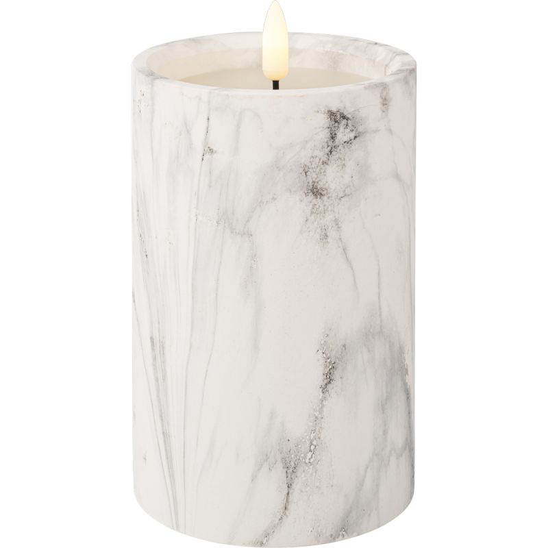 Ledkaars Marble wit 16,5cm hoog afbeelding